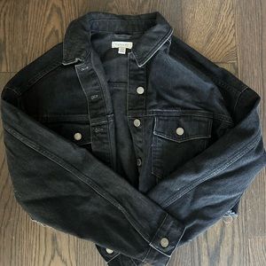 topshop cropped black jean jacket